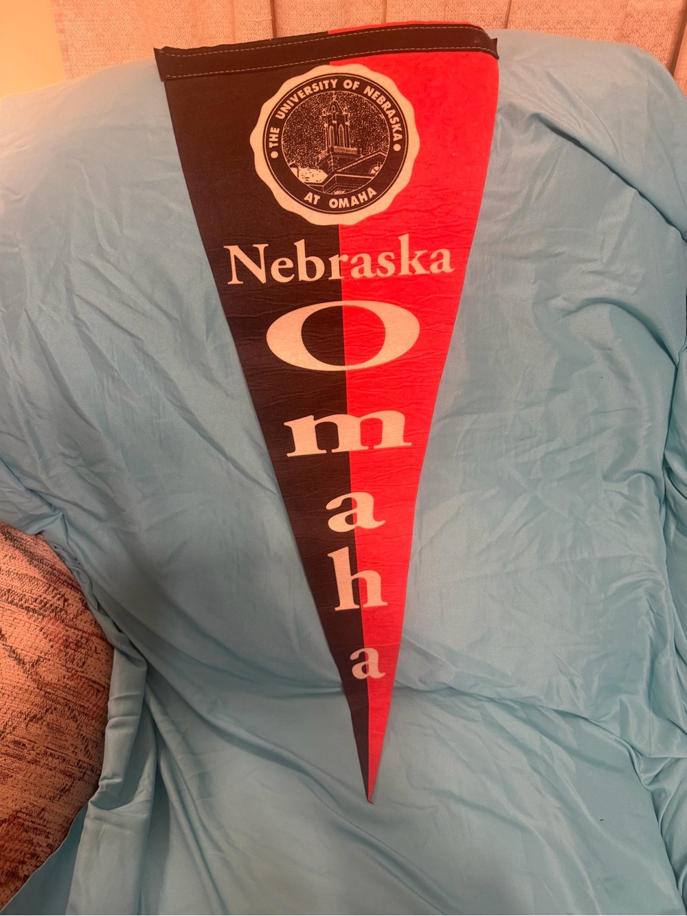 Source Unknown Red and Black Nebraska Omaha Felt Pennant